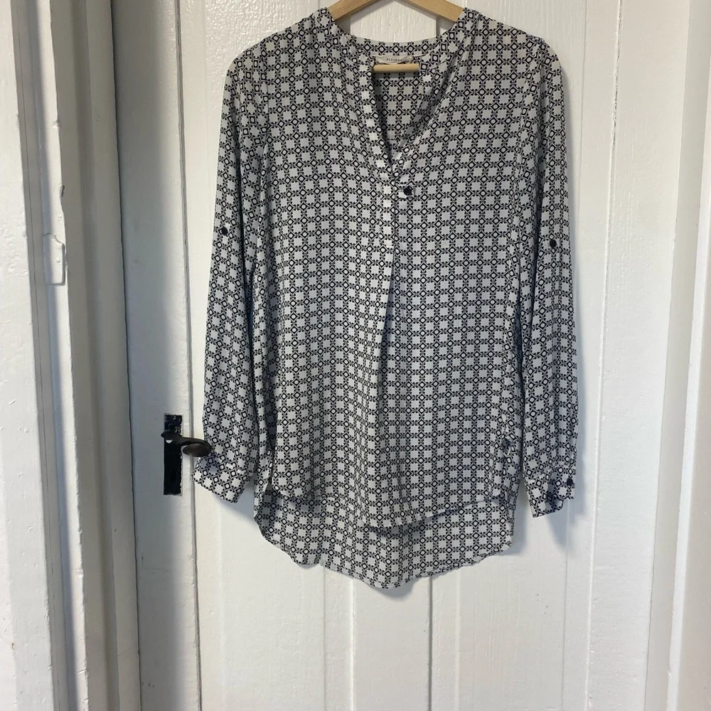 Pleione high low xs black and white blouse - Picture 1 of 9